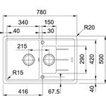 Мийка кухонна Franke Basis, фраграніт, прямокутник, з крилом, 780х500х200мм, чаша - 2, накладна, BFG 651-78, сахара, фото , изображение 3 | SNABZHENIE.com.ua