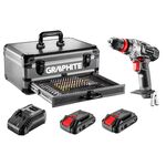 Набір Energy+ в алюмінієвій валізі: дриль-шрубоверт 2x18 В/2,0 Агод., 10 мм + 109 приналежностей GRAPHITE, фото , зображення 2 | SNABZHENIE.com.ua