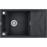 Мийка кухонна Deante Magnetic, граніт, прямокутник, з крилом, 820х500х219мм, чаша - 1, накладна, металічний графіт, фото  | SNABZHENIE.com.ua