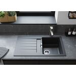 Мийка кухонна Hansgrohe S52, граніт, прямокутник, з крилом, 840х480х190мм, чаша - 1, врізна, S520-F345, чорний графіт, фото , зображення 3 | SNABZHENIE.com.ua