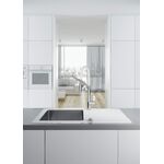 Змішувач для кухні Deante Gerbera, довж.виливу - 200мм, витяжний, 1важіль, хром-білий, фото , зображення 3 | SNABZHENIE.com.ua