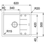 Мийка кухонна Franke Basis, фраграніт, прямокутник, з крилом, 620х500х200мм, чаша - 1, накладна, BFG 611-62, чорний матовий, фото , изображение 3 | SNABZHENIE.com.ua