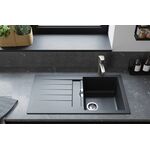 Мийка кухонна Hansgrohe S52, граніт, прямокутник, з крилом, 980х480х190мм, чаша - 1, врізна, S52-F480, сірий камінь, фото , зображення 3 | SNABZHENIE.com.ua