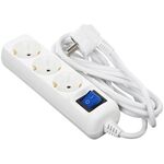 2E Мережевий подовжувач3XSchuko з вимикачем, 3G*1.5 мм, 1.5м, white, фото  | SNABZHENIE.com.ua