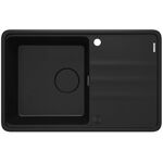 Мийка кухонна Deante Momi, граніт, прямокут., з крилом, 780х500х230мм, чаша - 1, врізна, чорний матовий + кухонна дошка, фото  | SNABZHENIE.com.ua