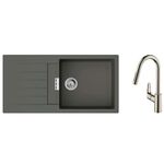 Набір для кухні Hansgrohe , гранітна мийка S520-F480 + зміш. Focus M41, сірий камінь-сталь, фото  | SNABZHENIE.com.ua
