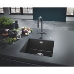 Мийка кухонна Grohe K700U, граніт, прямокут., без крила, 457x406x203мм, чаша - 1, врізна/під стільницю, чорний граніт, фото , изображение 3 | SNABZHENIE.com.ua