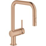 Змішувач для кухні Grohe Minta, довж.виливу - 225мм, поворотний/витяжний, 1важіль, матовий теплий захід сонця, фото  | SNABZHENIE.com.ua