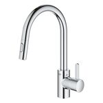 Змішувач для кухні Grohe Via Cosmo, довж.виливу - 223мм, поворотний/витяжний, 1важіль, хром, фото , зображення 3 | SNABZHENIE.com.ua