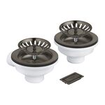 Зливний комплект Grohe для двох чаш без ексцентрика, матовий графіт, фото , изображение 2 | SNABZHENIE.com.ua