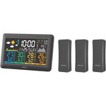 Метеостанція Sencor, внутр/зовн вимірювання, від мережі/AAх3+AAx2, темп-ра, вологість, час, прогноз погоди, атмосферний тиск, чорний, фото  | SNABZHENIE.com.ua