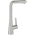 Змішувач для кухні Grohe Scala, довж.виливу - 205мм, поворотний/витяжний, 1важіль, супер сталь, фото  | SNABZHENIE.com.ua