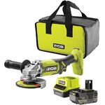Ryobi Шліфмашина кутова акумуляторна ONE+ RAG18125-1C40S 125мм 18В 1х4А·год 9000об·хв 2.2кг сумка, фото  | SNABZHENIE.com.ua