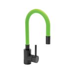 Змішувач води FALA BLACK FLEXIBLE для раковини з гнучкою зеленою лійкою, фото  | SNABZHENIE.com.ua