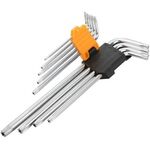 Tolsen Ключі шестигранні, набір 9шт, подовжені, довгі, кулястий наконечник, Тorx 10-50, CrV, фото  | SNABZHENIE.com.ua