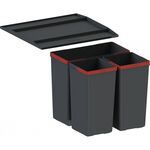 Сортер для сміття Franke Easysort 450-1-2, 2 шт.x 14.5 л, кришка,  чорний пластик, фото , изображение 2 | SNABZHENIE.com.ua