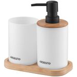 Набір для ванної кімнати ARDESTO Minimalism 360мл, 3 предмети, поліпропілен, бамбук, білий, фото  | SNABZHENIE.com.ua