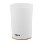 Склянка для зубних щіток ARDESTO Minimalism 7.8x11.3см, поліпропілен, бамбук, білий, фото , зображення 2 | SNABZHENIE.com.ua