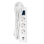 Подовжувач-фільтр мережевий 2E 3xТип F, 3x1.5мм кв, 16A, 1xUSB-A, 1xUSB-C, з захистом від перенапруги, 3м, білий, фото , изображение 3 | SNABZHENIE.com.ua