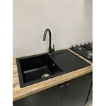 Мийка кухонна Adamant Horizon, штучний камінь, прямокут., з крилом, 780х495х230мм, чаша - 1, врізна, чорний, фото , зображення 3 | SNABZHENIE.com.ua