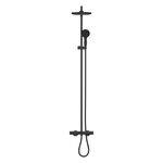 Душова система Grohe QuickFix Vitalio Start System 250 зі змішувачем-термостатом для ванни, довж. виливу - 169мм, верхній душ, лійка, кріпл. - на стійці, матовий чорний, фото , изображение 3 | SNABZHENIE.com.ua