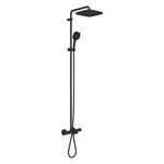 Душова система Grohe QuickFix Vitalio Comfort 250 зі змішувачем-термостатом для ванни, довж. виливу - 169мм, верхній душ, лійка, кріпл. - на стійці, матовий чорний, фото , зображення 2 | SNABZHENIE.com.ua