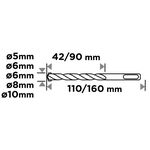 Набір свердел по бетону GRAPHITE SDS Plus 5x6x110мм, 6x8x10x160мм, кейс, 5шт, фото , зображення 3 | SNABZHENIE.com.ua