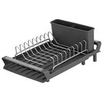 Сушарка для посуду з підставкою ARDESTO Minimalism 46.5x19.5x9.5см, пластик, хромоване залізо, сталь, сірий темний, фото  | SNABZHENIE.com.ua