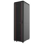 Шафа MIRSAN 19", 42U, GTV, скляні двері, 600x600 мм, максимально 2000 кг, чорна, фото , изображение 2 | SNABZHENIE.com.ua