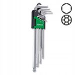 Шестигранные ключи с шаром TOPTUL 1,5-10мм, 9 шт. супердлинные, фото  | SNABZHENIE.com.ua