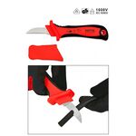 Ніж кабельний ізольований 1000V VDE з прямим лезвием TOPTUL (SFAA5020V4), фото , зображення 2 | SNABZHENIE.com.ua