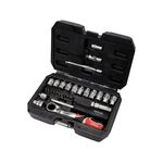 Набор торцевых головок SPLINE YATO 1/4", М4.5-М13 с насадками, фото , изображение 2 | SNABZHENIE.com.ua
