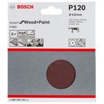 Набор шлифовальных листов BOSCH F460, 125 мм, 120 грит, 5 шт., фото , изображение 2 | SNABZHENIE.com.ua