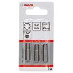 Насадка для загвинчування Extra-Hart HEX 6, 25 мм BOSCH, фото , зображення 2 | SNABZHENIE.com.ua