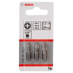 Набор бит Extra Hard, 3 шт. PH1; PH2; PH3; 25 мм BOSCH, фото , изображение 2 | SNABZHENIE.com.ua