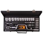 Набір насадок торцевих MASTERTOOL PROFI CrV 1/2 10-32 мм трещотка 72Т 24 шт металевий кейс гнутий вороток, фото , зображення 3 | SNABZHENIE.com.ua