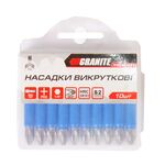 Насадка отверточная GRANITE PH2 50 мм ¼" S2 набор 10 шт 10-02-501, фото , зображення 2 | SNABZHENIE.com.ua
