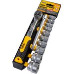 Набір насадок торцевих MASTERTOOL CrV 3/8 10-24 мм, подовжувач 150 мм, трещотка 72Т, 12 шт 78-3812, фото , зображення 2 | SNABZHENIE.com.ua
