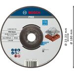Армований відрізний круг PRO Stone, 180 x 3 x 22,23 мм, увігнутий Bosch, фото , изображение 2 | SNABZHENIE.com.ua