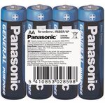 Батарейка Panasonic GENERAL PURPOSE вугільно-цинкова AA(R6) плівка, 4 шт., фото  | SNABZHENIE.com.ua
