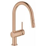 Змішувач для кухні Grohe Minta, довж.виливу - 223мм, поворотний/витяжний, 1важіль, матовий теплий захід сонця, фото , зображення 2 | SNABZHENIE.com.ua