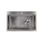 Мойка для кухни интегрированная Lidz Handmade H6845 Brushed Steel 3,0/1,0 мм LDH6845BRU49455, фото , зображення 3 | SNABZHENIE.com.ua