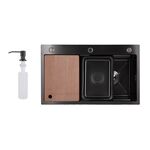 Мойка для кухни интегрированная Lidz Handmade H7545B Brushed Black PVD 3,0/1,0 мм LDH7545BRUBLM49458, фото  | SNABZHENIE.com.ua