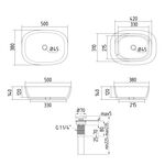 Раковина накладная Qtap Cardinal 500х380х140 мм, Beige, прямоугольная, с донным клапаном QTCAR188SB49825, фото , зображення 2 | SNABZHENIE.com.ua