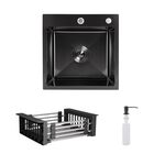 Акционный набор Lidz: мойка Handmade H4545 Black PVD Decor 2,5/0,5 мм + K01B Корзина для кухонной мойки, фото  | SNABZHENIE.com.ua