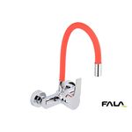Смеситель настенный FLEXIBLE FALA с гибким красным душем, фото  | SNABZHENIE.com.ua