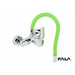 Смеситель настенный FLEXIBLE FALA с гибким зеленым душем, фото  | SNABZHENIE.com.ua