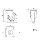 Колесо для візка Ø100мм, b=26мм, сіре, з обертовою опорою, 45кг, фото , изображение 2 | SNABZHENIE.com.ua