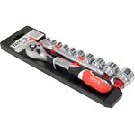 Набор торцевых головок YATO 3/8" с трещоткой, 12 шт., фото  | SNABZHENIE.com.ua