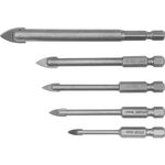 Набір свердл по склу і кераміці STHOR : Ø= 4, 5, 6, 8, 10 мм, YG6X, HEX-1/4", 5 шт [25/100], фото  | SNABZHENIE.com.ua